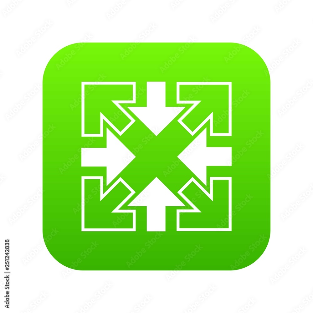 Poster full screen and exit full screen arrows icon green vector isolated on white background
