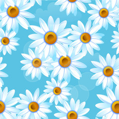 Obraz premium Chamomile white, spring or summer flowers. Seamless pattern. Vector illustration EPS10