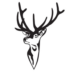 Naklejka premium Deer head silhouette vector image
