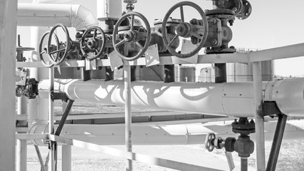 pipelines and latches. Oil refinery. Equipment