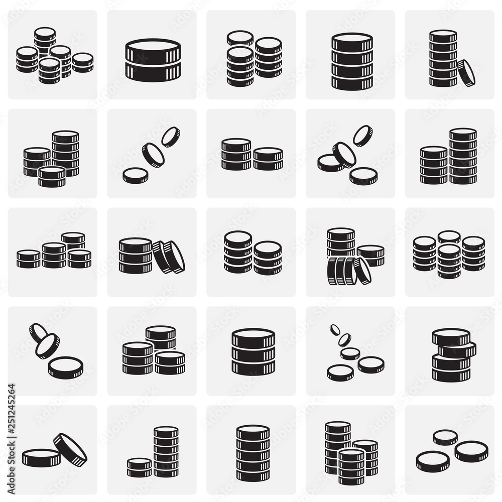 Fototapete Coin icons set on squares background for graphic and web design, Modern simple vector sign. Internet concept. Trendy symbol for website design web button or mobile app