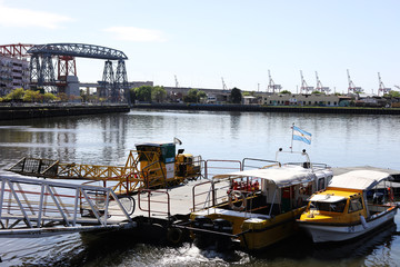 Buenos Aires, Argentina - August 22, 2018: Riachuelo river view located in La boca in Buenos Aires, Argentina