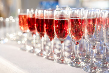 Wedding glasses filled with champagne