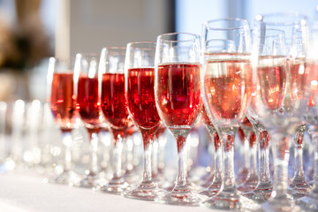 Wedding glasses filled with champagne
