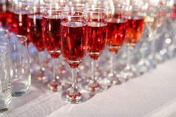 Wedding glasses filled with champagne