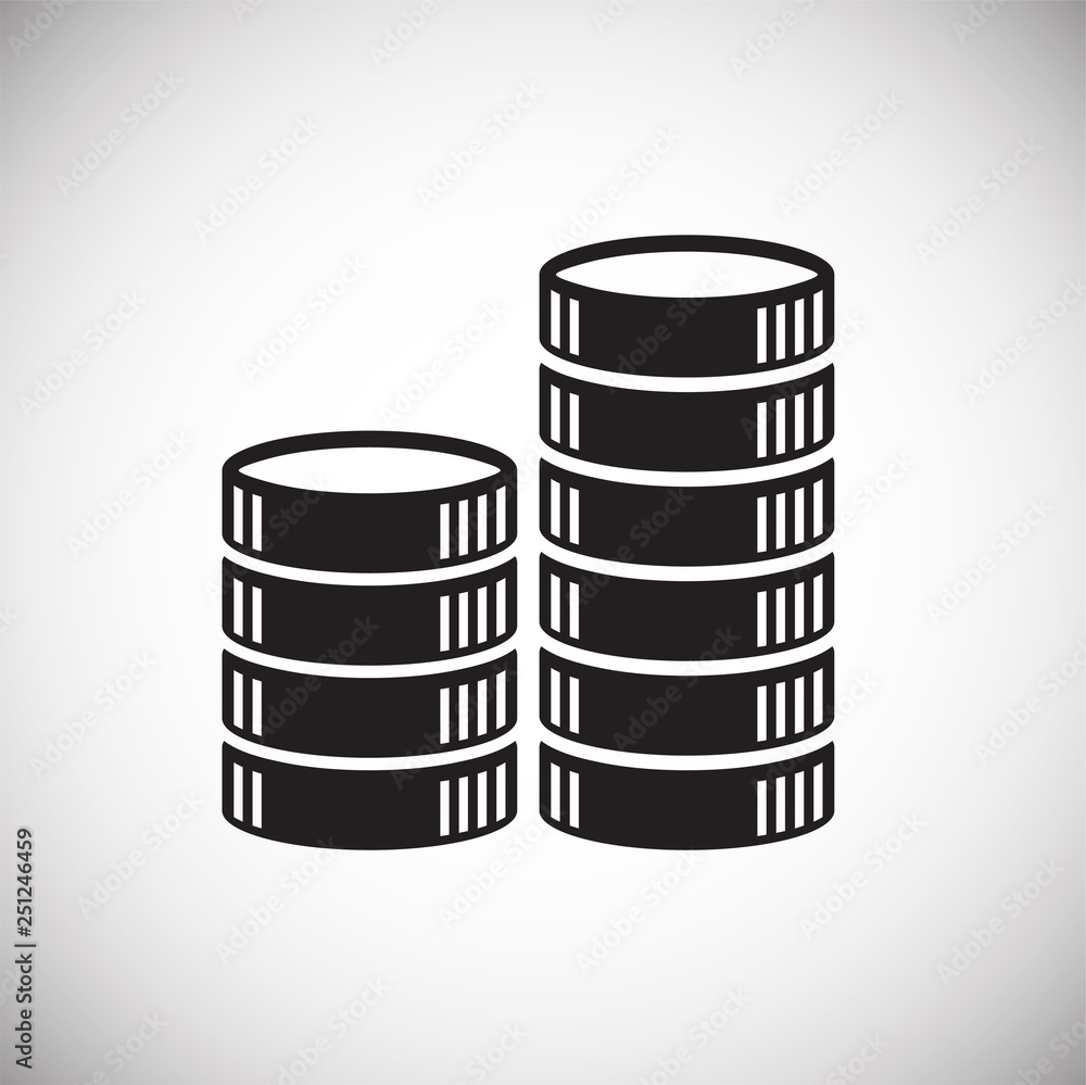 Poster coin icons set on white background for graphic and web design, modern simple vector sign. internet c