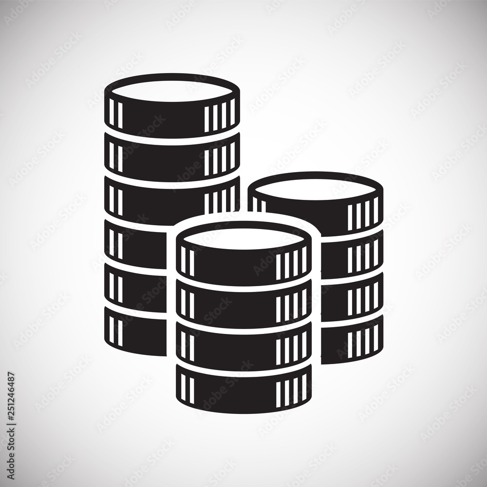 Poster coin icons set on white background for graphic and web design, modern simple vector sign. internet c
