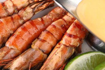 A set of delicious fried tiger shrimps