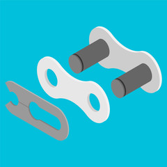 Bicycle chain lock, illustration in isometric view. Vector