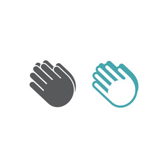 Vector illustration of the hands put in a prayer. Set of two vector icons. Flat design Monochrome