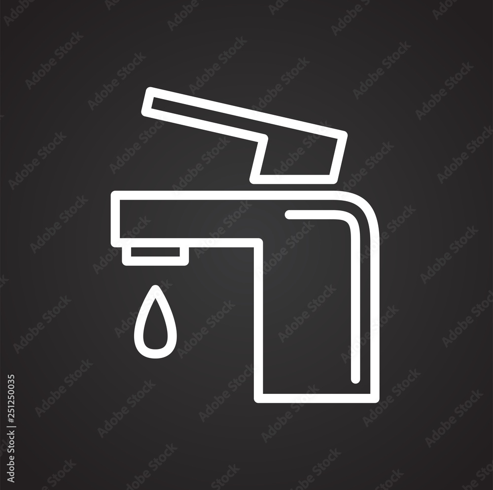 Poster water valve line icon on black background for graphic and web design, modern simple vector sign. int