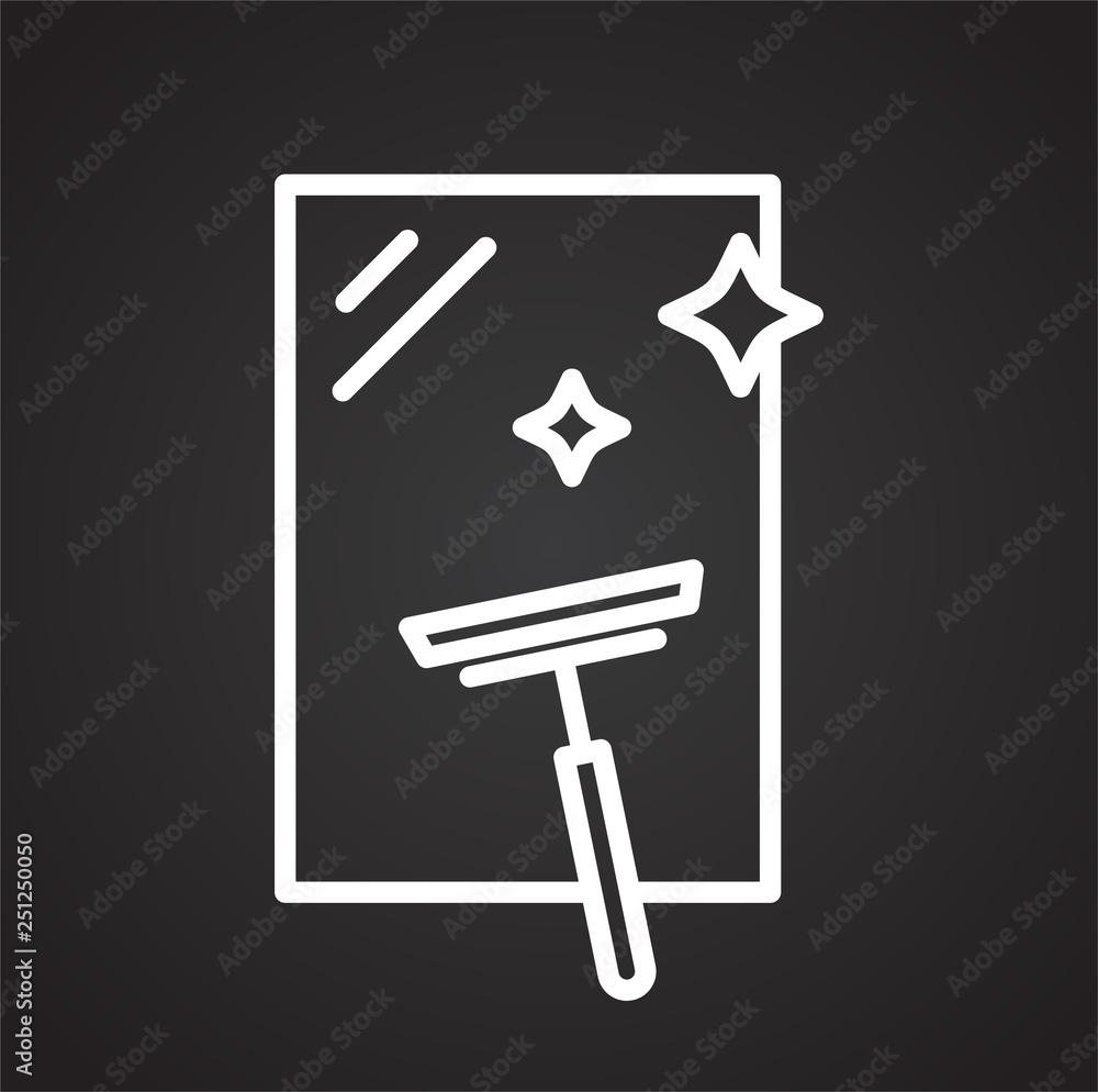 Poster glass cleaning line icon on black background for graphic and web design, modern simple vector sign. 