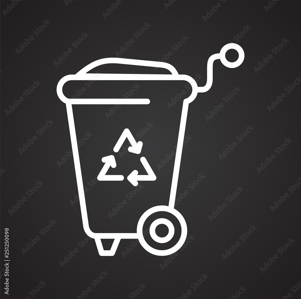 Poster Trash bin line icon on black background for graphic and web design, Modern simple vector sign. Internet concept. Trendy symbol for website design web button or mobile app
