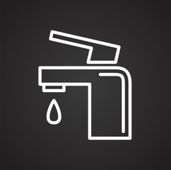 Water valve line icon on black background for graphic and web design, Modern simple vector sign. Internet concept. Trendy symbol for website design web button or mobile app