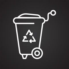 Trash bin line icon on black background for graphic and web design, Modern simple vector sign. Internet concept. Trendy symbol for website design web button or mobile app