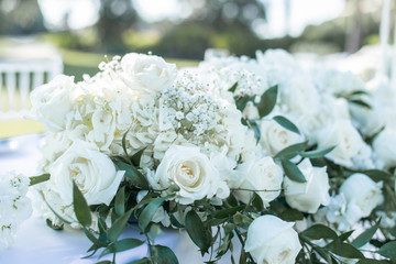 White roses floral bouquet
