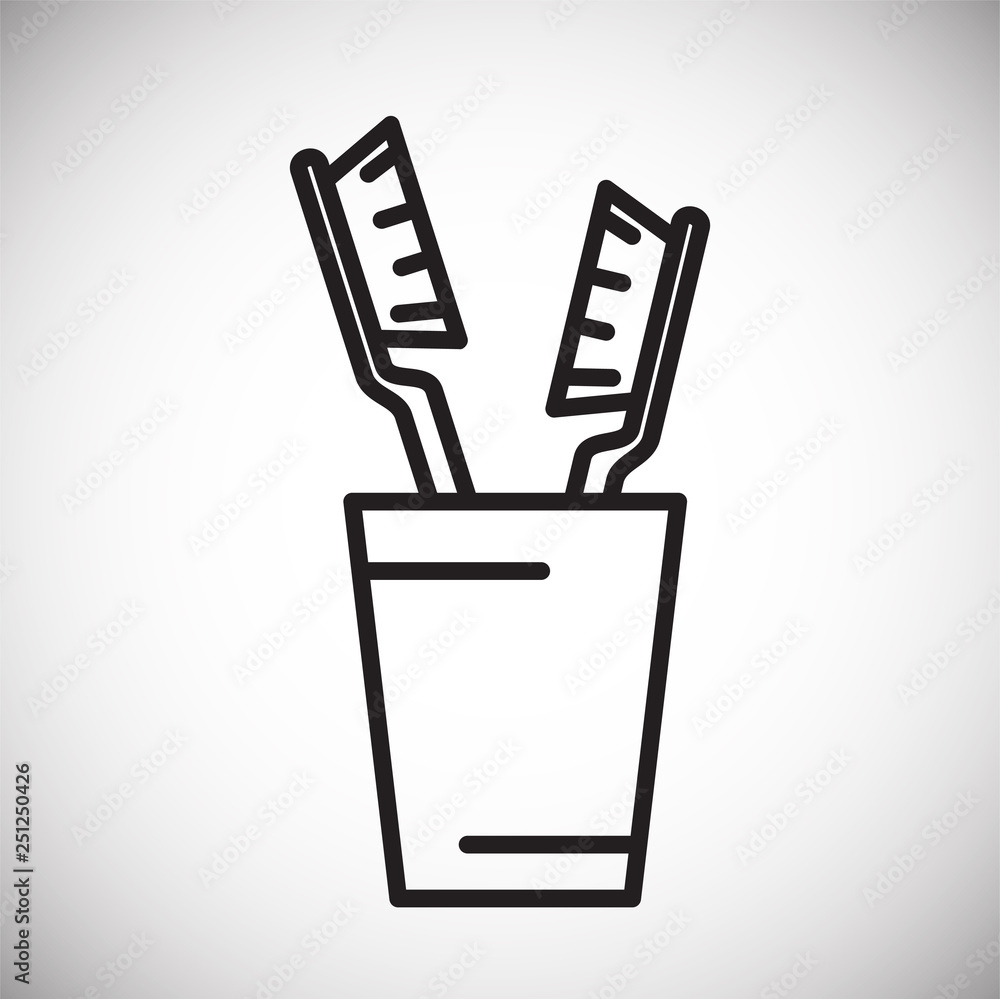 Poster tooth brushes line icon on white background for graphic and web design, modern simple vector sign. i