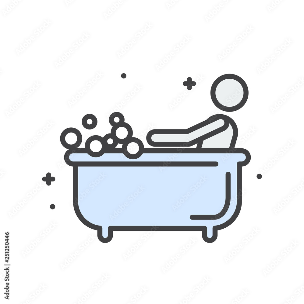 Poster bathroom line icon on white background for graphic and web design, modern simple vector sign. intern