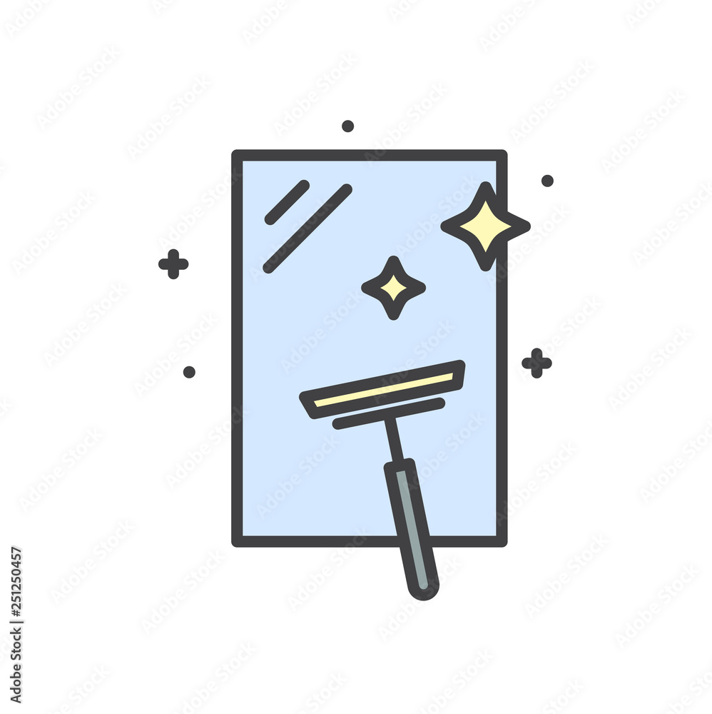 Poster glass cleaning line icon on white background for graphic and web design, modern simple vector sign. 
