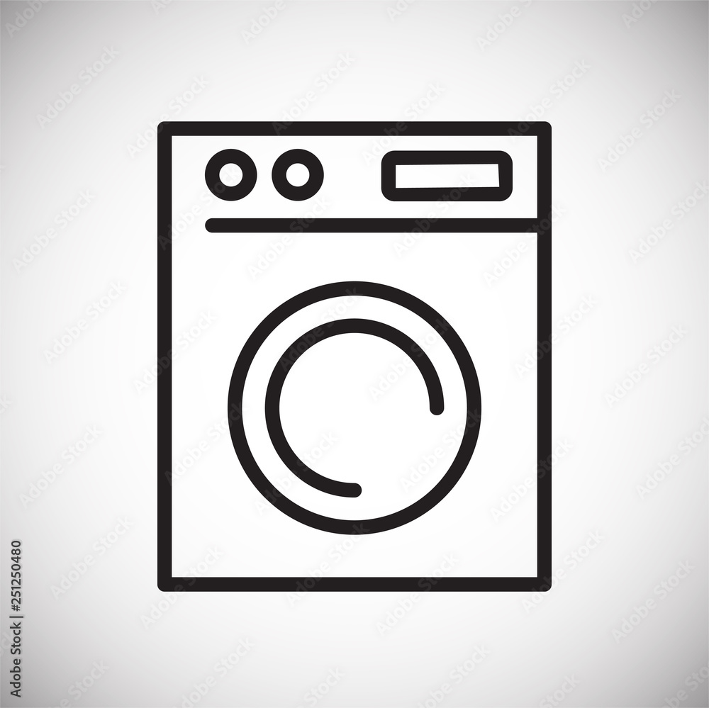 Poster washing machine line icon on white background for graphic and web design, modern simple vector sign.