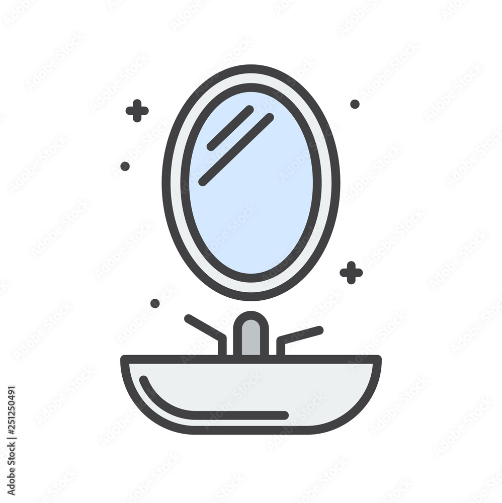 Poster bathroom line icon on white background for graphic and web design, modern simple vector sign. intern