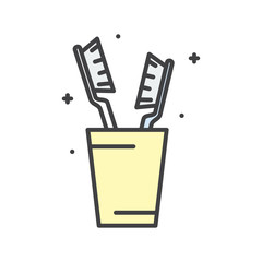 Tooth brushes line icon on white background for graphic and web design, Modern simple vector sign. Internet concept. Trendy symbol for website design web button or mobile app