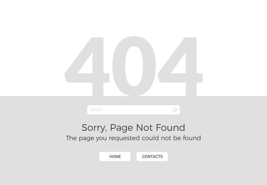 Error 404 page not found. Website 404 web failure. Oops trouble internet warning design