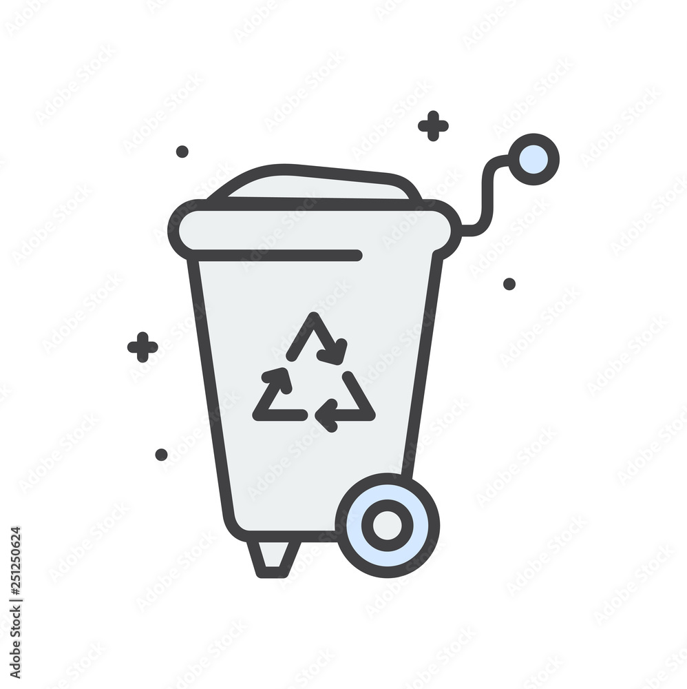 Poster Trash bin line icon on white background for graphic and web design, Modern simple vector sign. Internet concept. Trendy symbol for website design web button or mobile app