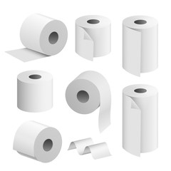 Toilet paper roll tissue. Toilet towel icon isolated realistic illustration. Kitchen wc whute tape paper