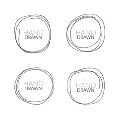 Hand drawn round doodle circle frame icon. Grunge hand drawn cirlce banner black pencil