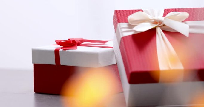 Gift Boxes With Magic Bokeh On Foreground- 4K