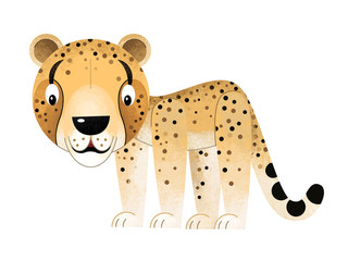 cartoon scene with cheetah on white background - illustration for children