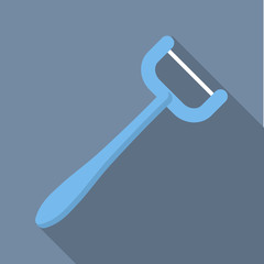 Dental floss on stick icon. Flat illustration of dental floss on stick vector icon for web design