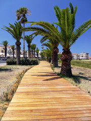 Fototapeta premium Boardwalk near beach in Rethymnon, Crete, Greek Islands