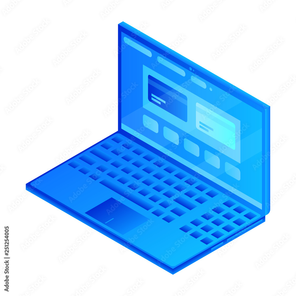 Poster modern web laptop icon. isometric of modern web laptop vector icon for web design isolated on white 