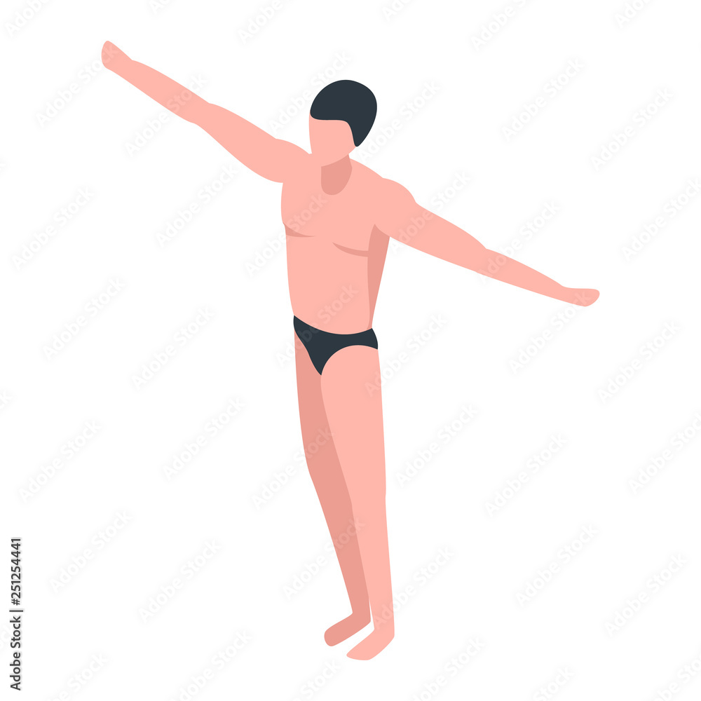 Poster swimmer ready to jump icon. isometric of swimmer ready to jump vector icon for web design isolated o