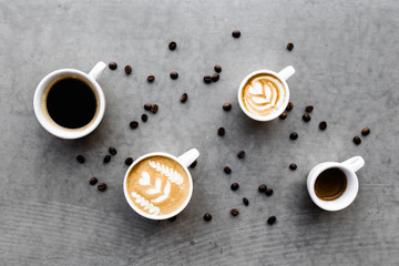 Aerial view of various coffee