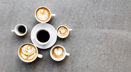Aerial view of various coffee
