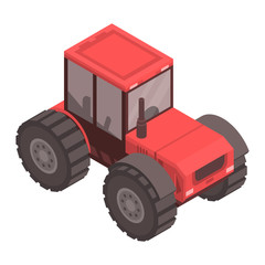 Obraz premium Red tractor icon. Isometric of red tractor vector icon for web design isolated on white background