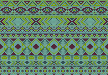 Ikat pattern tribal ethnic motifs geometric seamless vector background. Abstract indonesian tribal motifs clothing fabric textile print traditional design with triangle and rhombus shapes.