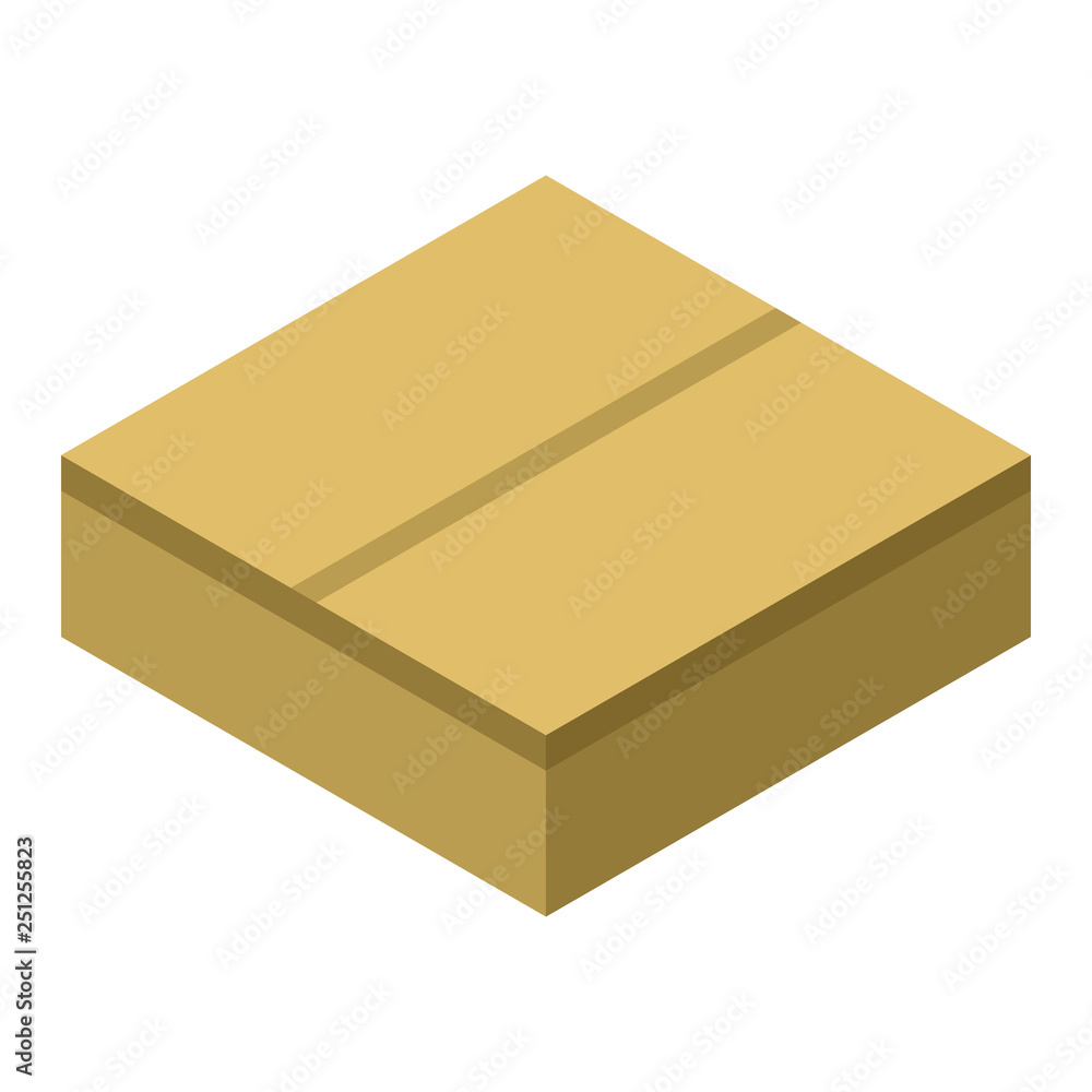 Poster square carton box icon. isometric of square carton box vector icon for web design isolated on white 