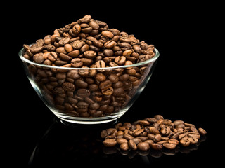 Coffee beans in glassware