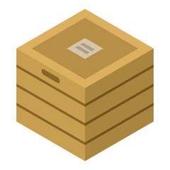 Wood box icon. Isometric of wood box vector icon for web design isolated on white background