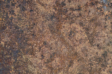 old distressed brown terracotta copper rusty background, oxidized sheet of steel, grainy surface, wall corrosion or grunge stone