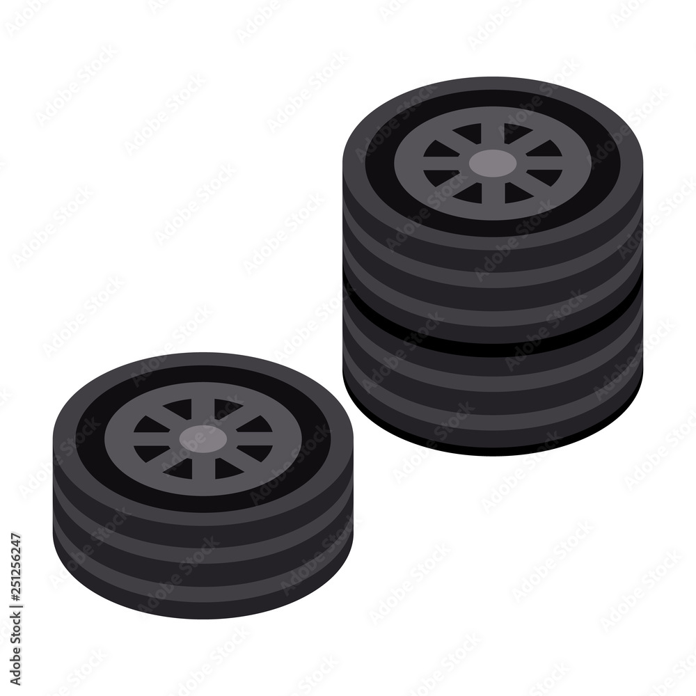 Poster stack of car wheel icon. isometric of stack of car wheel vector icon for web design isolated on whit