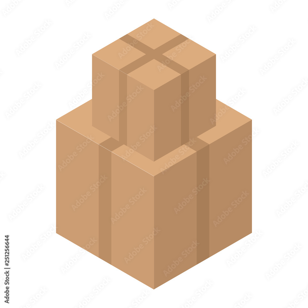 Poster Carton box stack icon. Isometric of carton box stack vector icon for web design isolated on white background