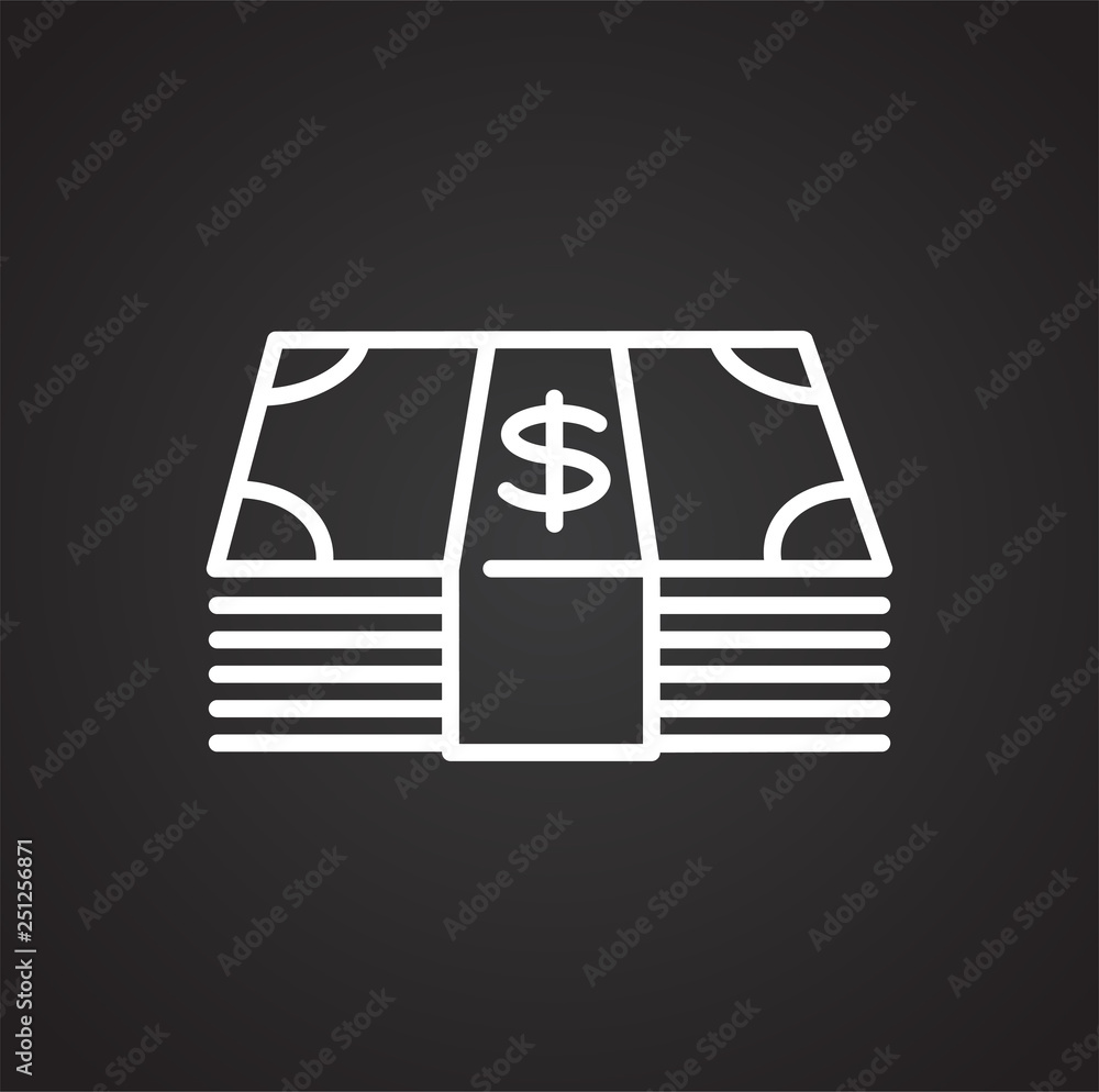 Poster cash dollar line icon on black background for graphic and web design, modern simple vector sign. int