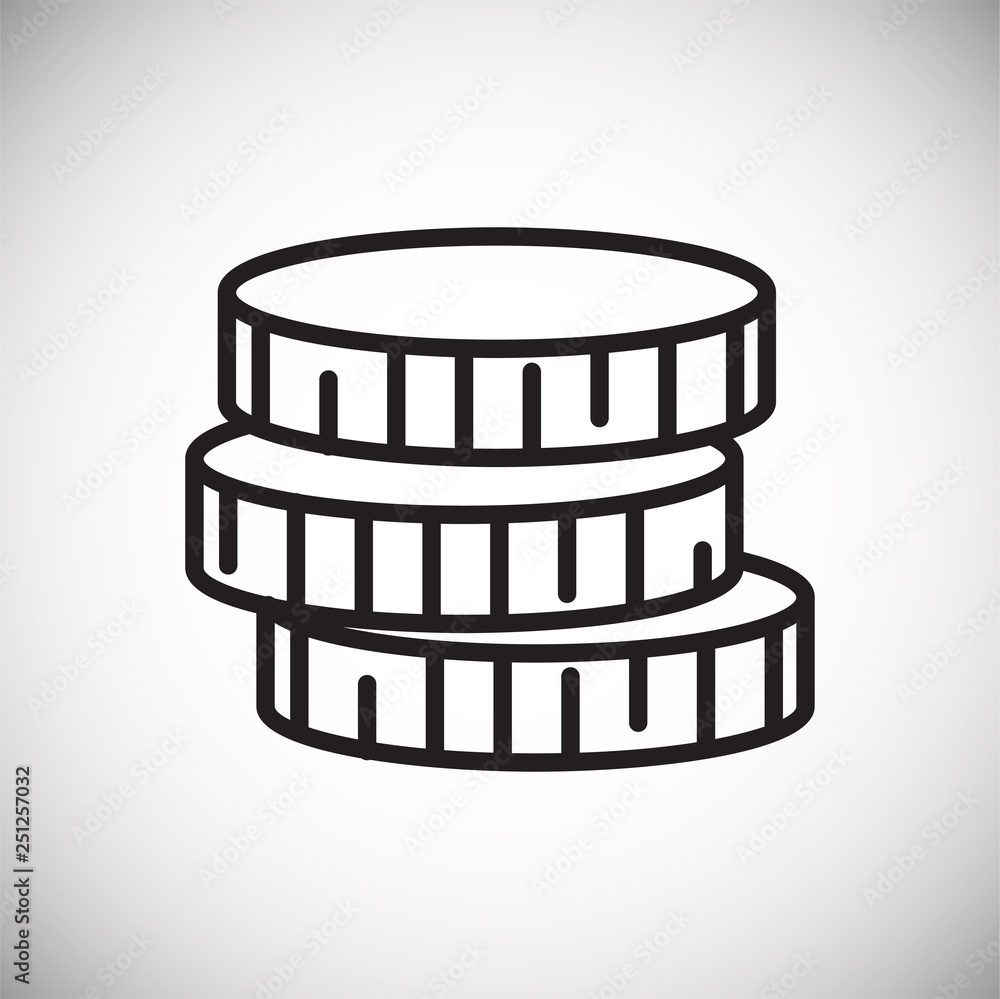 Poster coins line icon on white background for graphic and web design, modern simple vector sign. internet 