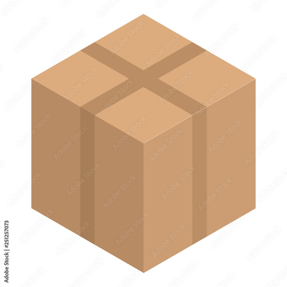 Poster box delivery icon. isometric of box delivery vector icon for web design isolated on white background