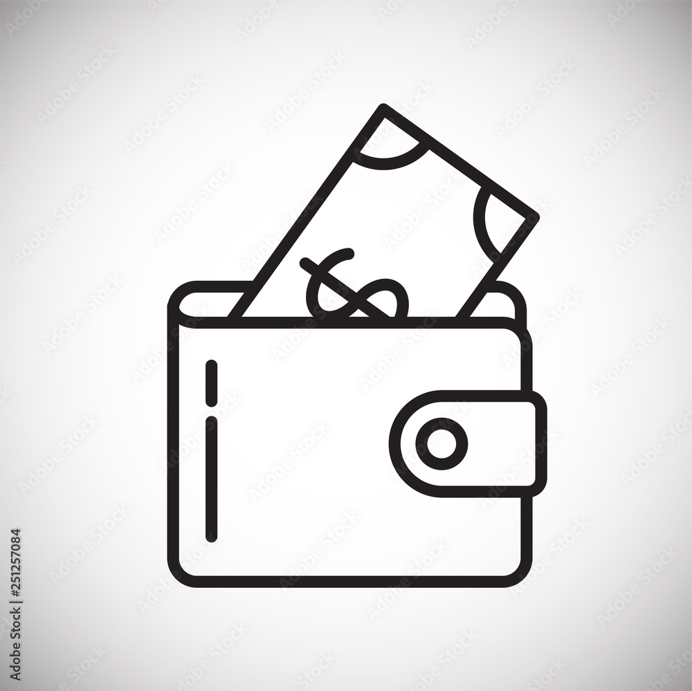Poster wallet cash line icon on white background for graphic and web design, modern simple vector sign. int